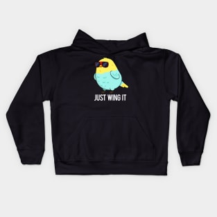 Just Wing It Cute Bird Pun Kids Hoodie